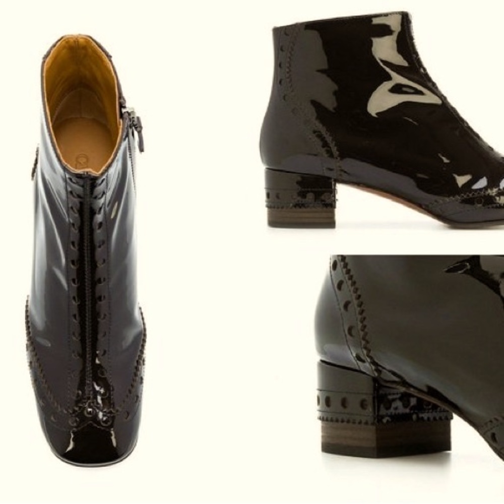 Chloe brogue ankle boots NWT size 39 very dark brown (almost black) leather